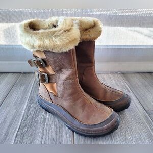 Merrell Winter Boots adorable Waterproof Suede Faux Fur Buckles US 7 / 37.5